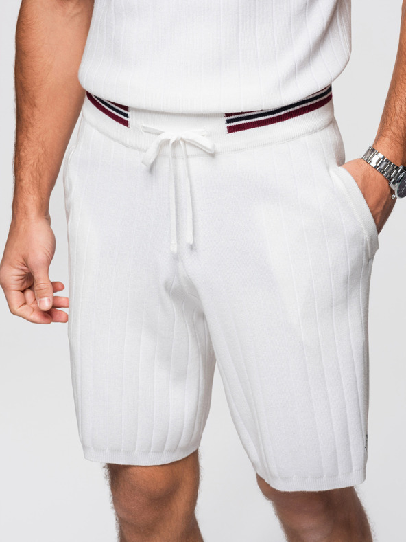 Ombre Clothing Férfi viszkóz strukturált rövidnadrág REGULAR - fehér V1 OM-SRCS-0203 Ombre Clothing