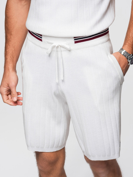 Ombre Clothing Férfi viszkóz strukturált rövidnadrág REGULAR - fehér V1 OM-SRCS-0203 Ombre Clothing