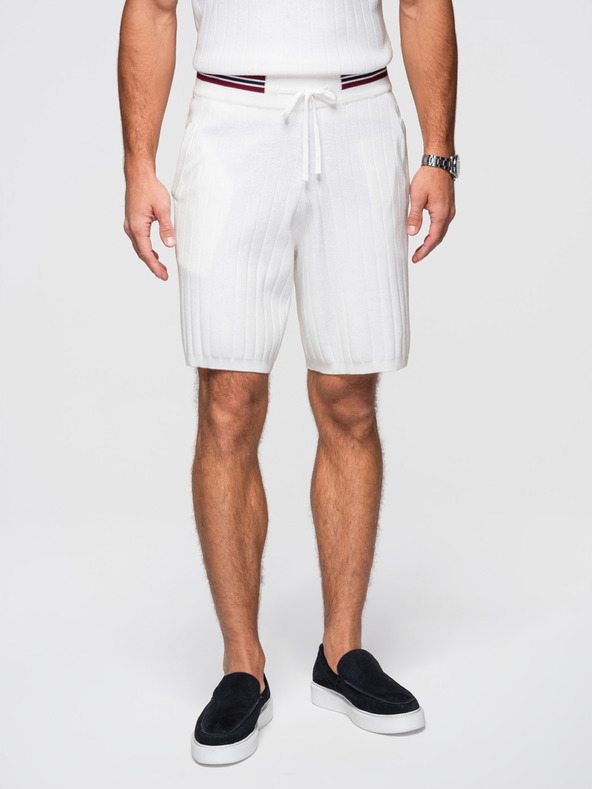 Ombre Clothing Férfi viszkóz strukturált rövidnadrág REGULAR - fehér V1 OM-SRCS-0203 Ombre Clothing