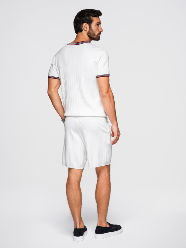 Ombre Clothing Férfi viszkóz strukturált rövidnadrág REGULAR - fehér V1 OM-SRCS-0203 Ombre Clothing