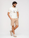 Ombre Clothing Férfi rövidnadrág REGULAR FIT sima kötöttből - bézs V3 OM-SRBC-0153 Ombre Clothing