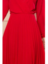 numoco ISABELLE Pliszírozott ruha kivágással és hosszú ujjal - Piros
