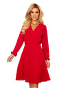 numoco ISABELLE Pliszírozott ruha kivágással és hosszú ujjal - Piros