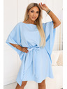 numoco SOFIA Pillangó típusú ruha derékban kötözött - Világoskék