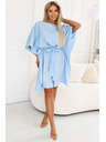numoco SOFIA Pillangó típusú ruha derékban kötözött - Világoskék