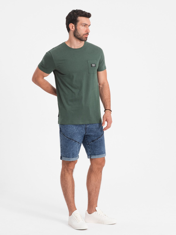 Ombre Clothing Sötétkék férfi farmer rövidnadrág Ombre Clothing W361