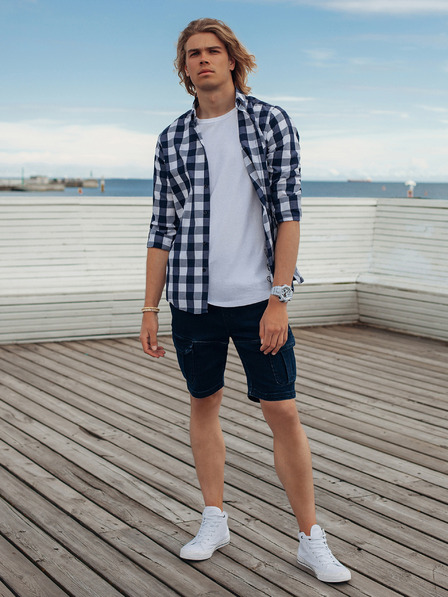 Ombre Clothing Sötétkék férfi farmer rövidnadrág Ombre Clothing W362