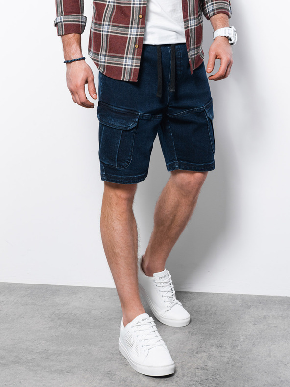 Ombre Clothing Sötétkék férfi farmer rövidnadrág Ombre Clothing W362