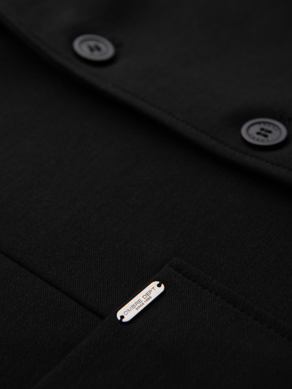 Ombre Clothing Férfi fekete zakó SLIM finom textúrával