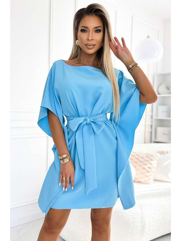 numoco SOFIA Pillangó ruha derékövvel - kék szín