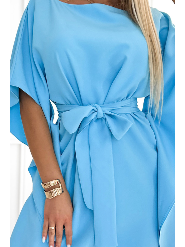 numoco SOFIA Pillangó ruha derékövvel - kék szín