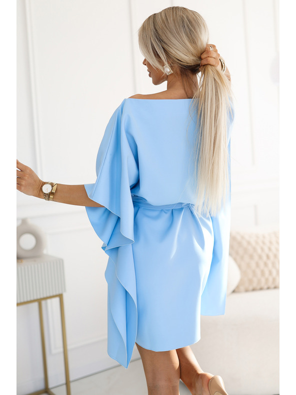 numoco SOFIA Pillangó ruha derékövvel - pasztellkék