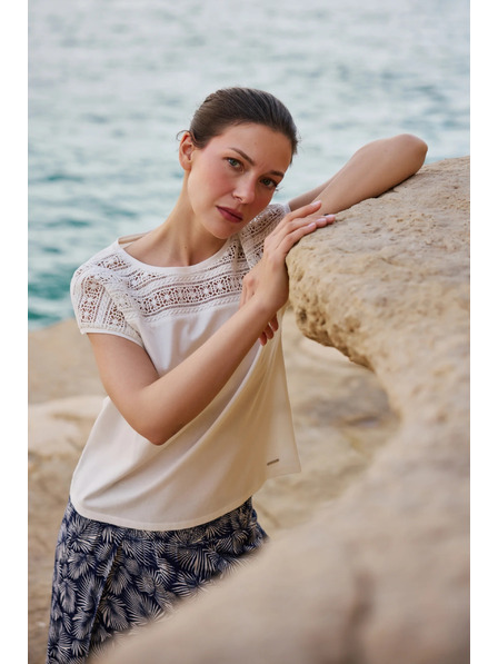 Moodo Moodo fehér pamut csipke blúz