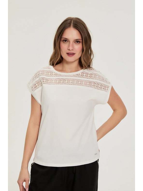 Moodo Moodo fehér pamut csipke blúz