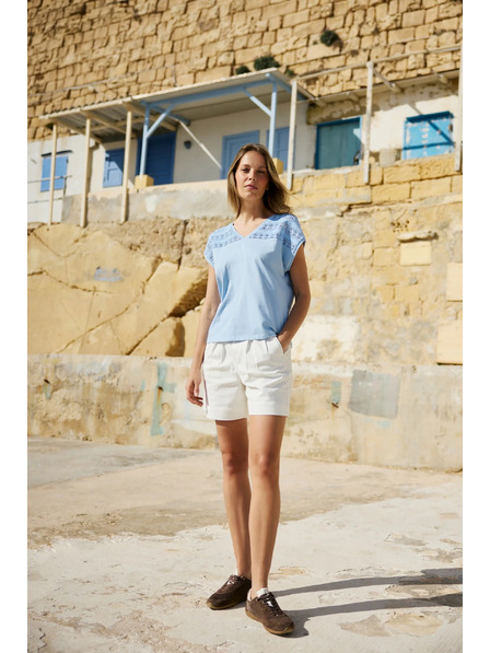 Moodo Moodo világoskék pamut spitze blúz