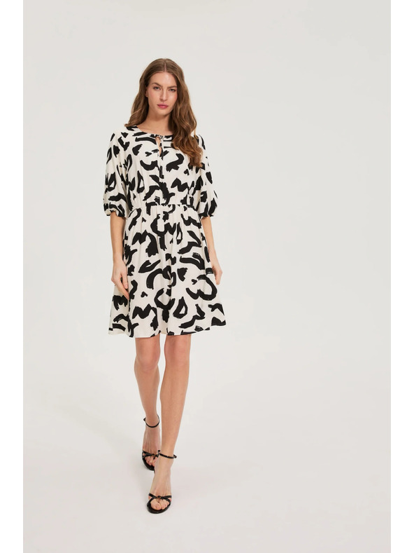 Moodo Moodo bézs viszózos nyomott ruha