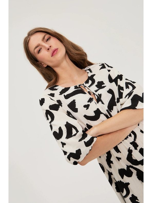 Moodo Moodo bézs viszózos nyomott ruha