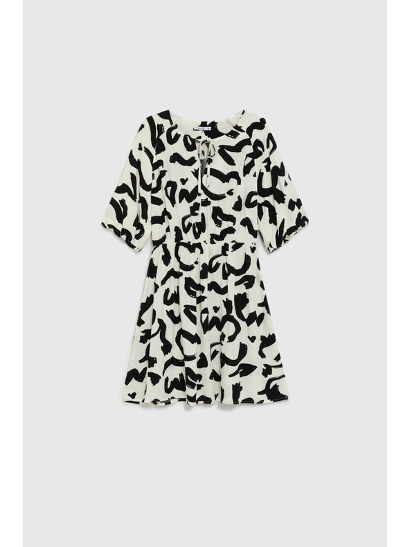 Moodo Moodo bézs viszózos nyomott ruha