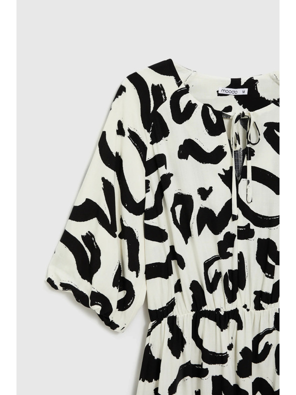 Moodo Moodo bézs viszózos nyomott ruha