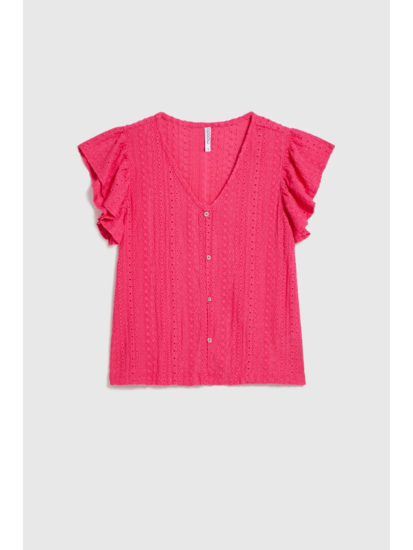Moodo Moodo fukszia V-nyakú blúz