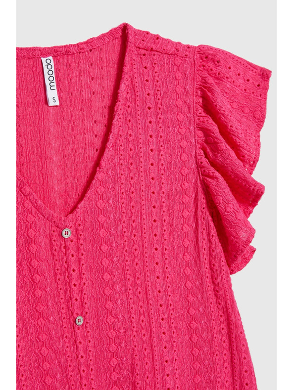 Moodo Moodo fukszia V-nyakú blúz