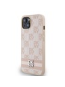 DKNY PU bőr kockás mintás és csíkos hátlapi borító iPhone 13 rózsaszín DKNY rózsaszínhez