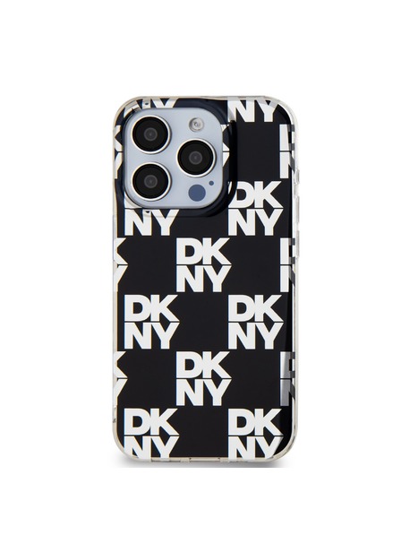 DKNY PC/TPU kockás mintás hátsó borító iPhone 15 Pro készülékhez Fekete DKNY