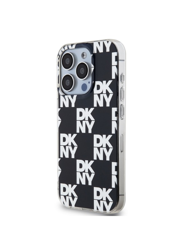 DKNY PC/TPU kockás mintás hátsó borító iPhone 15 Pro készülékhez Fekete DKNY