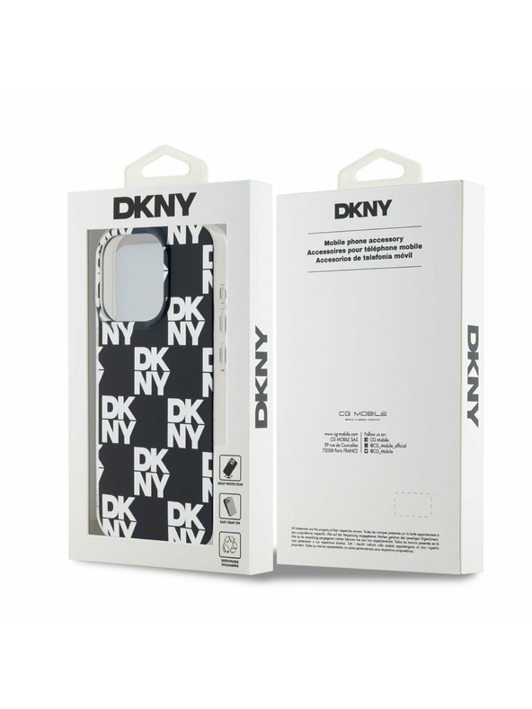 DKNY PC/TPU kockás mintás hátsó borító iPhone 15 Pro készülékhez Fekete DKNY