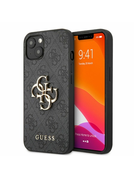 Guess PU 4G Metal Logo Zadní Kryt pro iPhone 13 Grey Telefontok