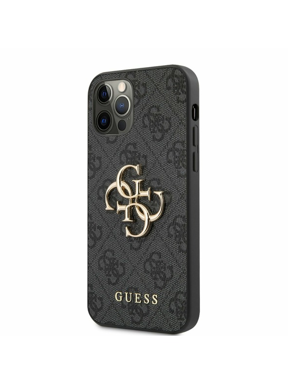 Guess Guess PU 4G fém logós fém hátlap iPhone 12 Pro Max szürke táskához