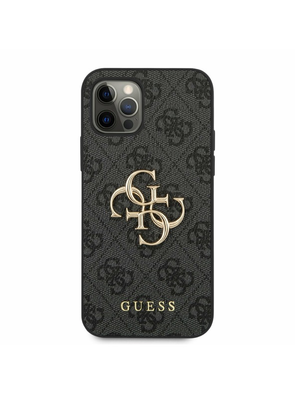 Guess Guess PU 4G fém logós fém hátlap iPhone 12 Pro Max szürke táskához