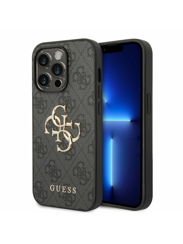 Guess Guess PU 4G fém logós hátlap iPhone 14 Pro készülékhez Szürke