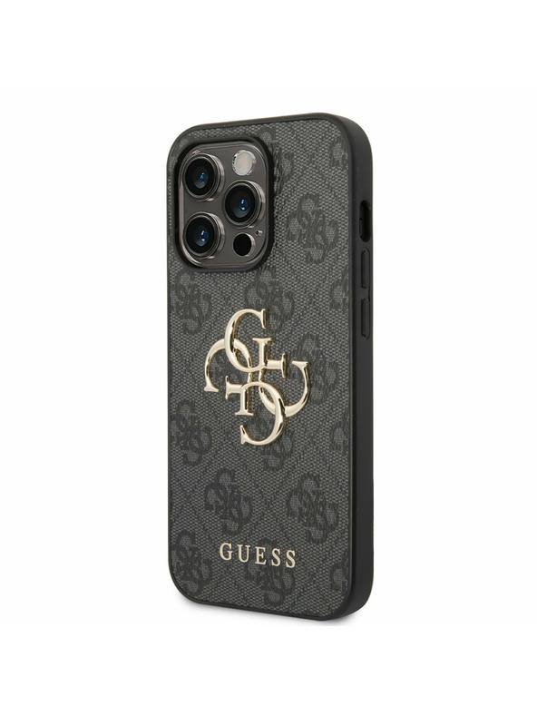 Guess Guess PU 4G fém logós hátlap iPhone 14 Pro készülékhez Szürke