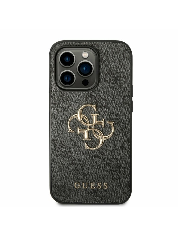 Guess Guess PU 4G fém logós hátlap iPhone 14 Pro készülékhez Szürke
