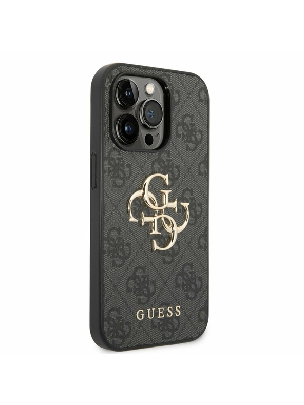 Guess Guess PU 4G fém logós hátlap iPhone 14 Pro készülékhez Szürke