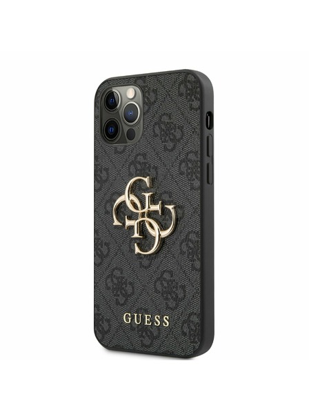 Guess PU 4G Metal Logo Zadní Kryt pro iPhone 12/12 Pro Grey Telefontok