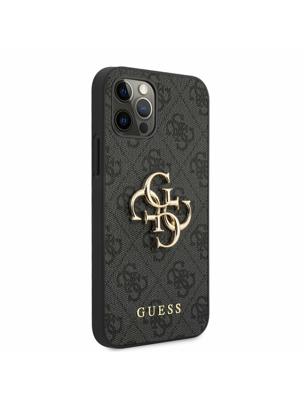 Guess PU 4G Metal Logo Zadní Kryt pro iPhone 12/12 Pro Grey Telefontok