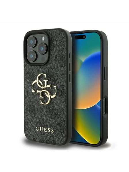 Guess Guess PU 4G Fém Logo Hátlap iPhone 16 Pro Max Grey