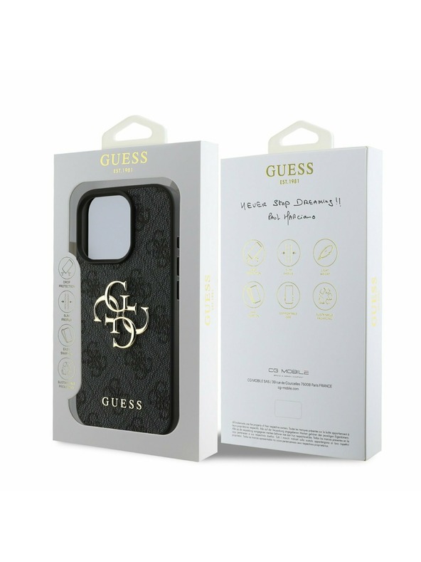 Guess Guess PU 4G Fém Logo Hátlap iPhone 16 Pro Max Grey