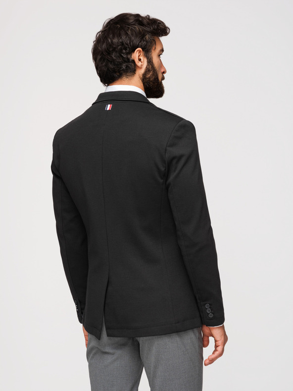 Ombre Clothing Férfi fekete zakó SLIM finom textúrával