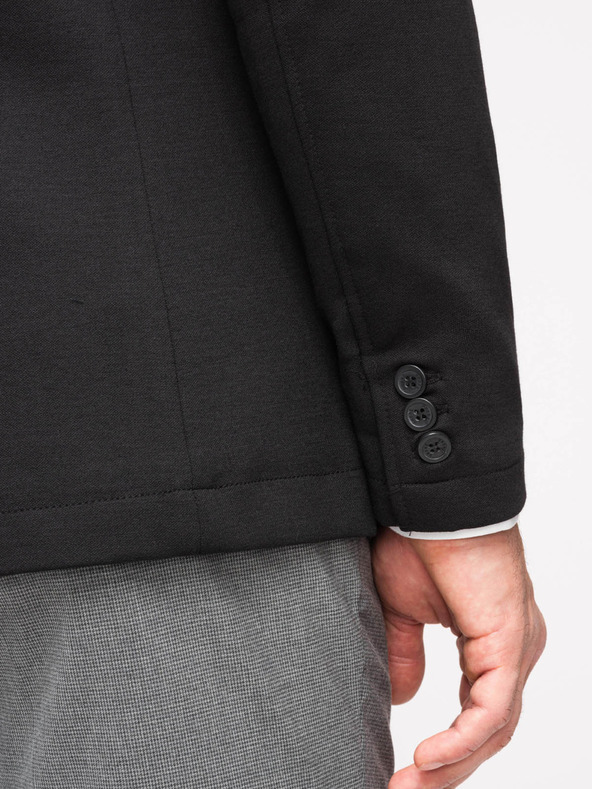 Ombre Clothing Férfi fekete zakó SLIM finom textúrával