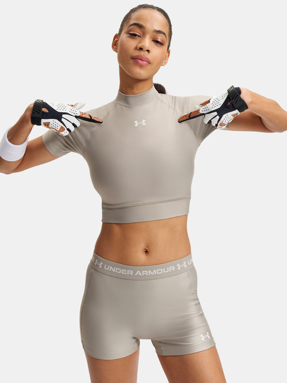 Under Armour Női póló Under Armour HeatGear Crop Mock SS-BRN