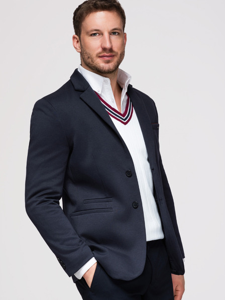 Ombre Clothing Férfi kötött zakó SLIM FIT szabásban - sötétkék V3 M170 Ombre Clothing