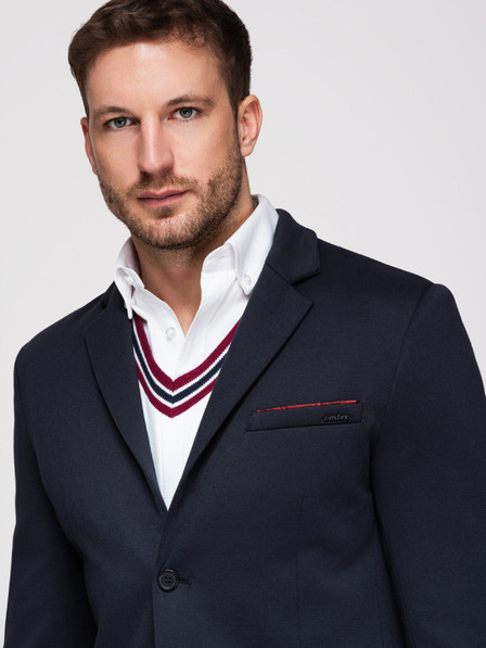 Ombre Clothing Férfi kötött zakó SLIM FIT szabásban - sötétkék V3 M170 Ombre Clothing