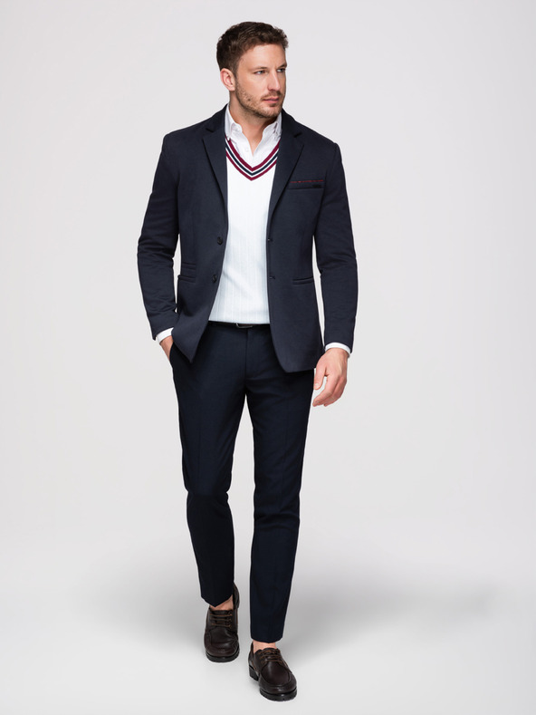 Ombre Clothing Férfi kötött zakó SLIM FIT szabásban - sötétkék V3 M170 Ombre Clothing