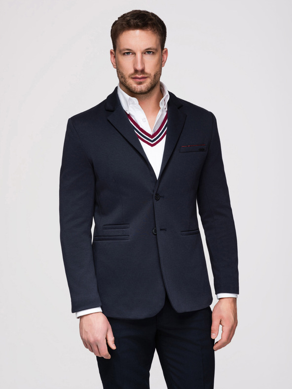 Ombre Clothing Férfi kötött zakó SLIM FIT szabásban - sötétkék V3 M170 Ombre Clothing