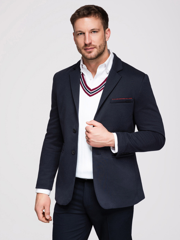 Ombre Clothing Férfi kötött zakó SLIM FIT szabásban - sötétkék V3 M170 Ombre Clothing