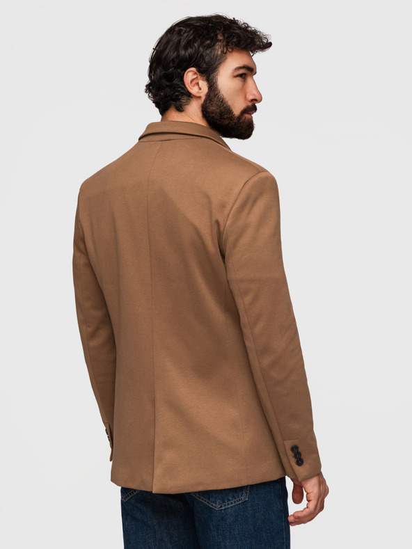 Ombre Clothing Kötött férfi zakó SLIM FIT méretezésben - világosbarna V4 M170 Ombre Clothing