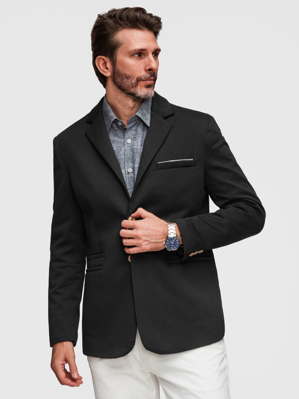 Ombre Clothing Férfi kötött zakó SLIM FIT szabásban - fekete V5 M170 Ombre Clothing